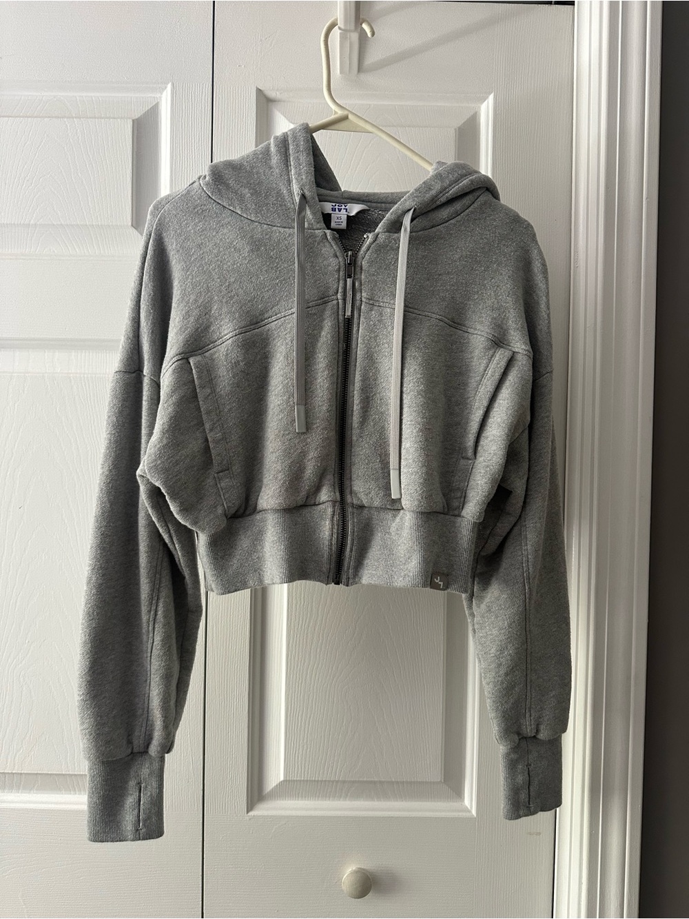 JoyLab Cropped Gray Zip-Up Hoodie